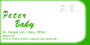 peter baky business card