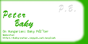 peter baky business card